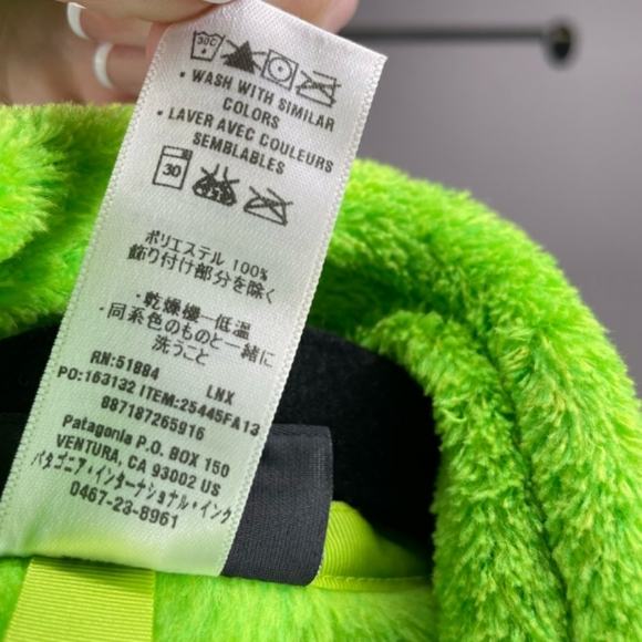 Patagonia Rare Re Tool Lime Green Full Zip Fleece Vest Small - Picture 6 of 6